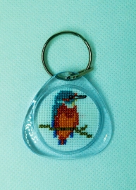 Kingfisher Cross Stitch Key Ring from Alison Perkins (45 x 43mm)