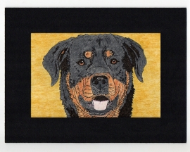 Original Artwork Rottweiler Dog Pen & Pencil Drawing 6 x 4 Inch Black Mount