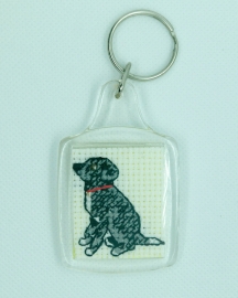 Sitting Dog Cross Stitch Keyring from Alison Perkins (43 x 52mm)