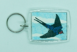 Swallow Pen & Coloured Pencil Original Key Ring 55 x 43mm from Alison Perkins