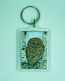 Tawny Owl Pen & Coloured Pencil Original Key Ring 56 x 42mm from Alison Perkins